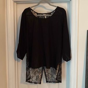 Black Lace Back Blouse